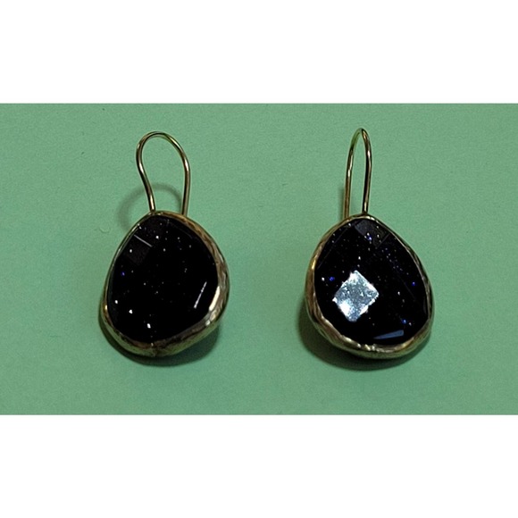 Vintage Gold Tone and Black Shimmer Earrings - Picture 1 of 10